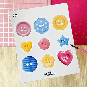 Mini stickers - Botones coloridos | 001