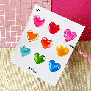 Mini stickers - Corazones de colores | 041
