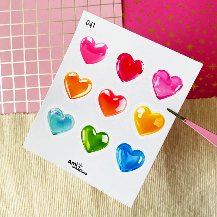 Mini stickers - Corazones de colores | 041 1