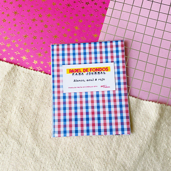 Mini Papel decorativo para Journal | Blanco, azul & rojo 1