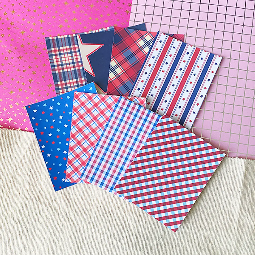 Mini Papel decorativo para Journal | Blanco, azul & rojo 2