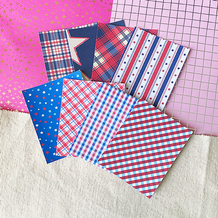 Mini Papel decorativo para Journal | Blanco, azul & rojo 2