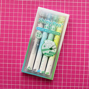 Set destacadores glitter | Gris y verdes