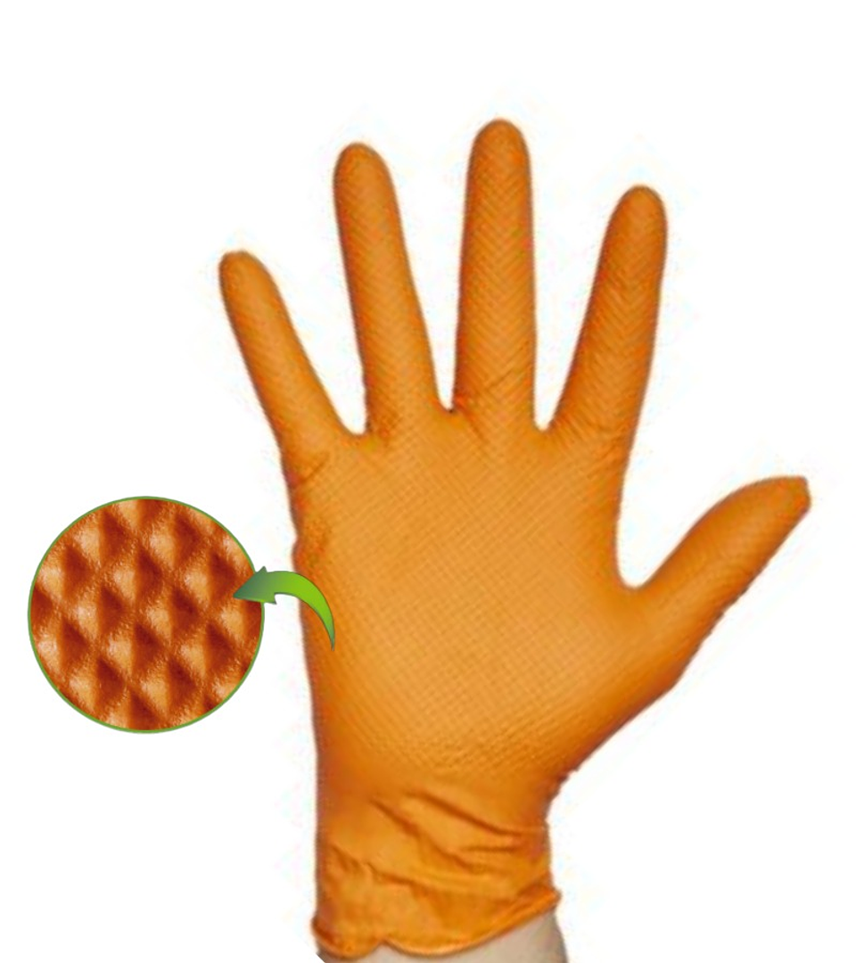 Luvas Descartáveis de Nitrilo G.Touch Grip Laranja 8,5 g | Rubberex 1
