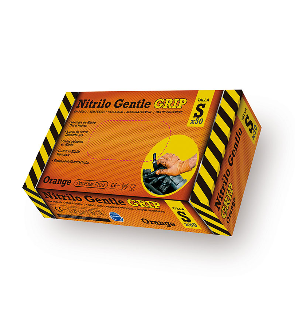Luvas Descartáveis de Nitrilo G.Touch Grip Laranja 8,5 g | Rubberex 2