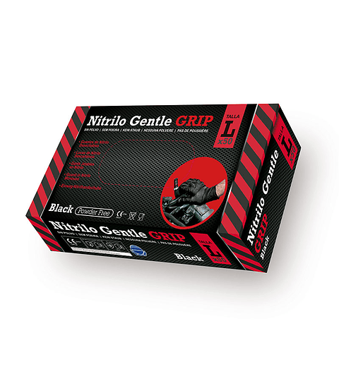 Gants jetables en nitrile G.Touch Grip Noir 8,5 g | Rubberex