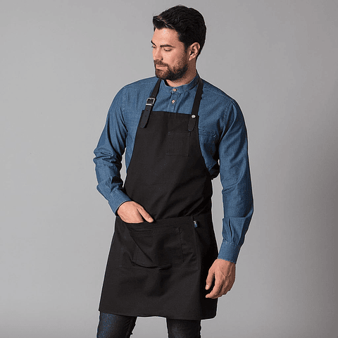 Tablier à bavette et lanière en cuir 72 x 80 cm | GARY'S