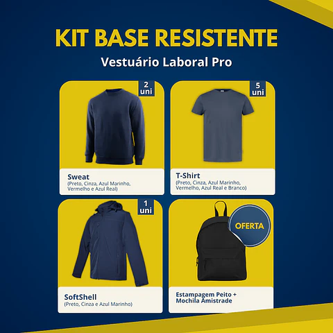Kit Base Resistente | 8 Peças de Vestuário Laboral