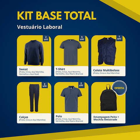 Kit Base Total | 12 Peças de Vestuário Laboral