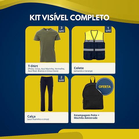 Kit Visível Completo | 6 Peças de Vestuário Laboral
