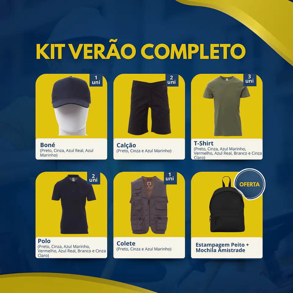 Kit Verão Completo | 9 Peças de Vestuário Laboral 1