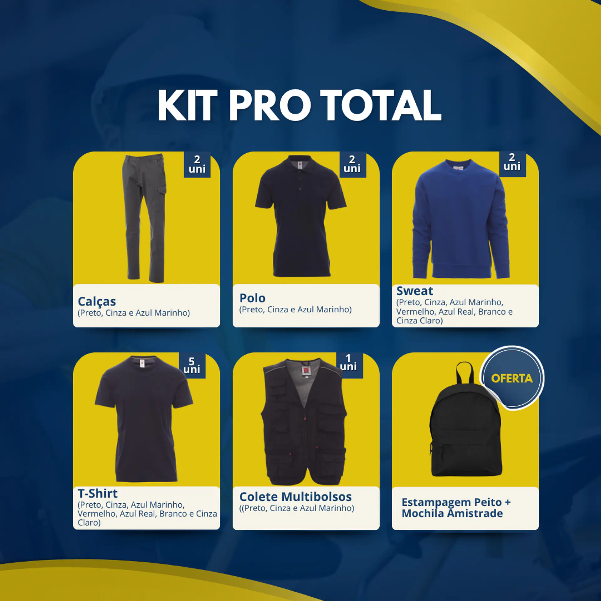 Kit Pro Total | 12 Peças de Vestuário Laboral 1