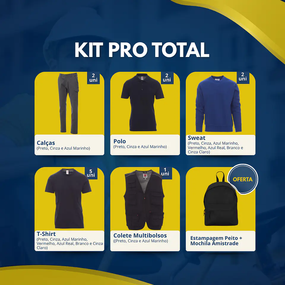 Kit Pro Total | 12 Peças de Vestuário Laboral 1