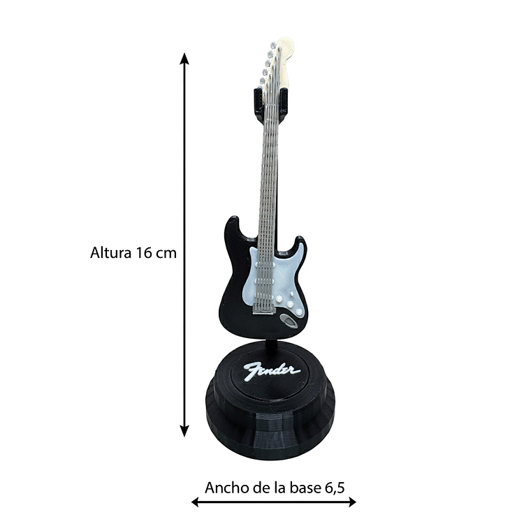 Mini Guitarra Fender Stratocaster Impresa en 3D con Atril | Decoración Rock 3