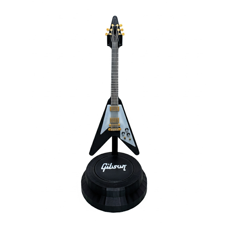 Mini Guitarra Gibson Flying V 1967 Impresa en 3D | Decoración Musical con Atril 1