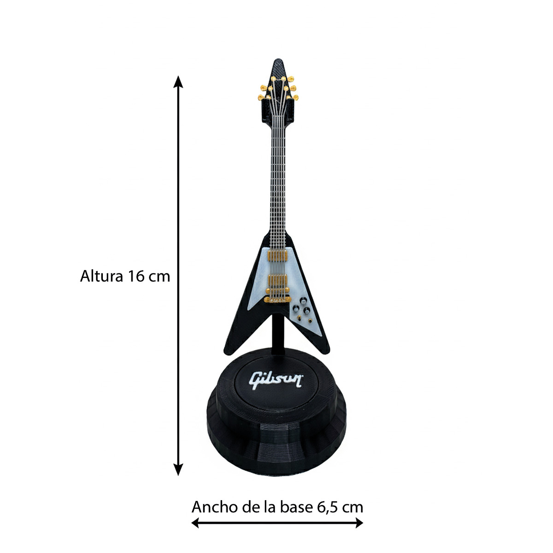 Mini Guitarra Gibson Flying V 1967 Impresa en 3D | Decoración Musical con Atril 3