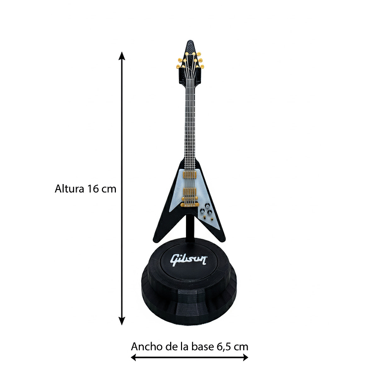 Mini Guitarra Gibson Flying V 1967 Impresa en 3D | Decoración Musical con Atril 3
