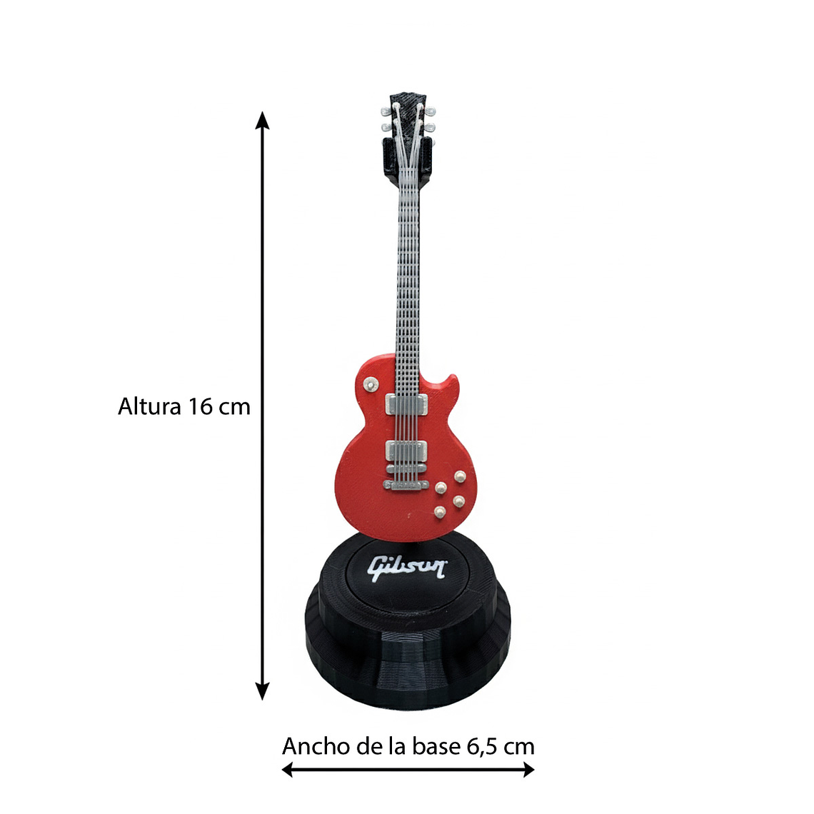 Mini Guitarra Gibson Les Paul Standard Roja Impresa en 3D | Atril Incluido 3