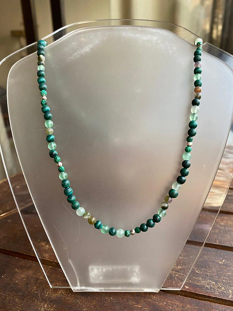 Malaquita, turmalina, jade,plata