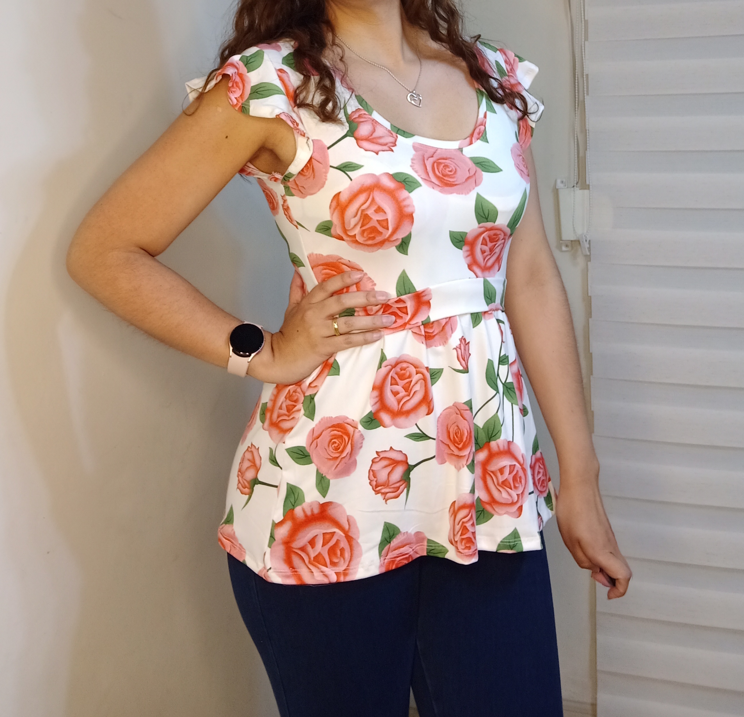 Polera Carmen Zigzag Maternal y Lactancia Manga Corta