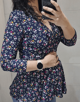 Polera Peplum Escote Cruzado Maternal y de Lactancia manga corta y larga (PRODUCTO A PEDIDO)