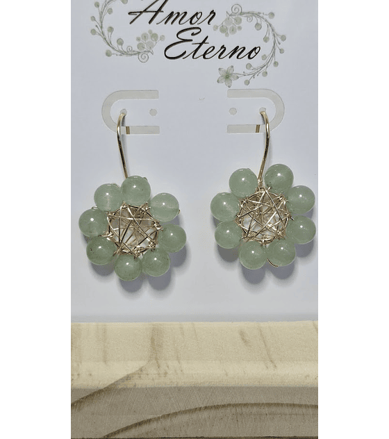 Aros Alambrismo Flor de Jade (dorado)