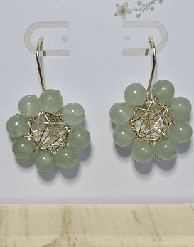 Aros Alambrismo Flor de Jade (dorado)