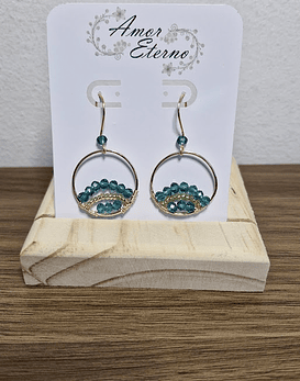 Aros Alambrismo Arco Cristales turquesa oscuro (Dorado)