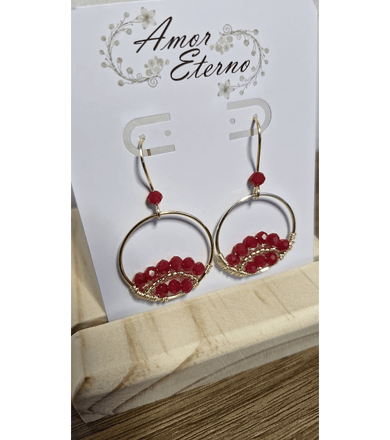 Aros Alambrismo Arco Cristales Rojo (Dorado)