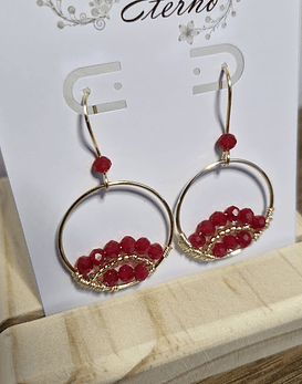 Aros Alambrismo Arco Cristales Rojo (Dorado)