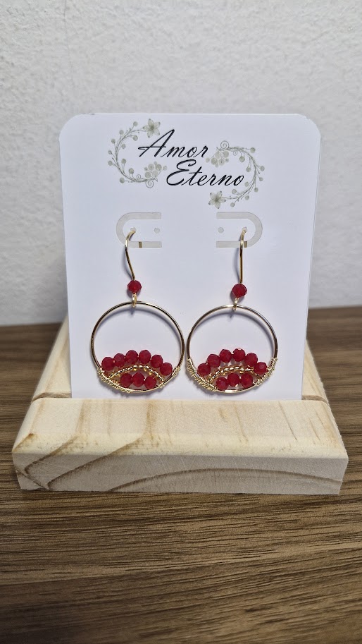 Aros Alambrismo Arco Cristales Rojo (Dorado)