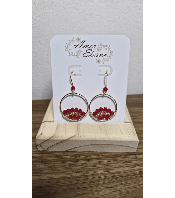 Aros Alambrismo Arco Cristales Rojo (Dorado)