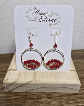 Aros Alambrismo Arco Cristales Rojo (Dorado)