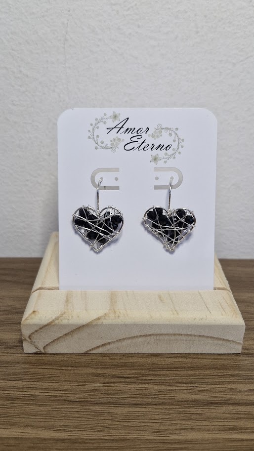 AROS CRISTALES CORAZÓN PLATA 925