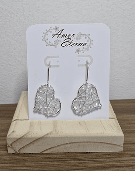Aros Alambrismo Corazón Cristales traslucido tornasol (Plateado)