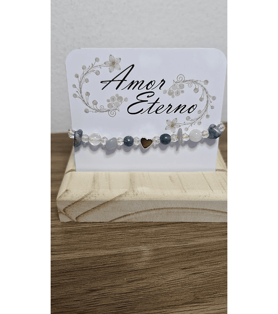 Pulsera para la Comunicación (Plateado, piedras naturales)