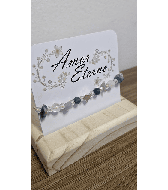 Pulsera para la Comunicación (Plateado, piedras naturales)