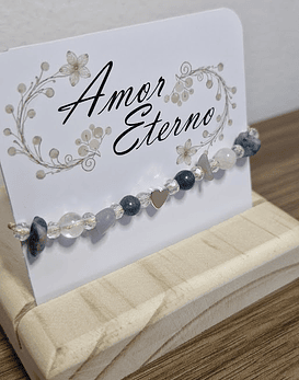 Pulsera para la Comunicación (Plateado, piedras naturales)