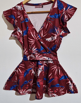 Polera peplum escote cruzado M (Producto Confeccionado)