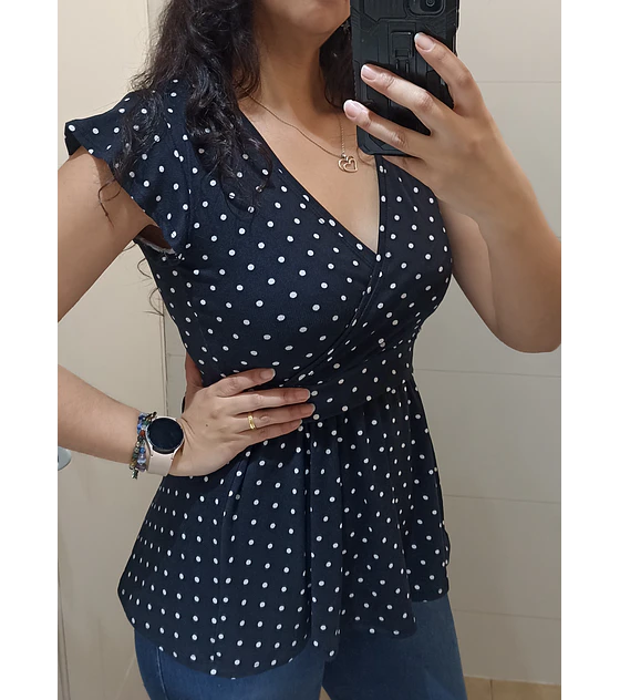 Polera Peplum Escote Cruzado Maternal y de Lactancia manga corta y larga (PRODUCTO A PEDIDO)