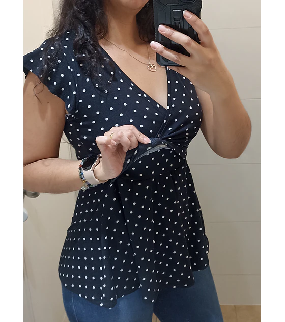 Polera Peplum Escote Cruzado Maternal y de Lactancia manga corta y larga (PRODUCTO A PEDIDO)