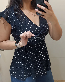 Polera Peplum Escote Cruzado Maternal y de Lactancia manga corta y larga (PRODUCTO A PEDIDO)