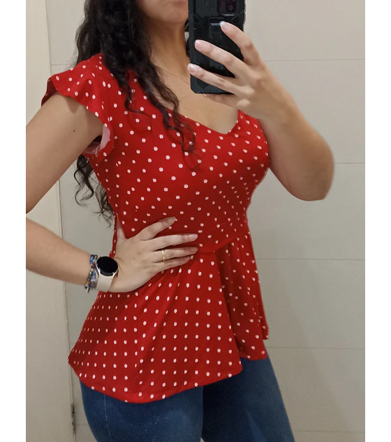 Polera Magnolia Peplum Manga Corta (PRODUCTO A PEDIDO)