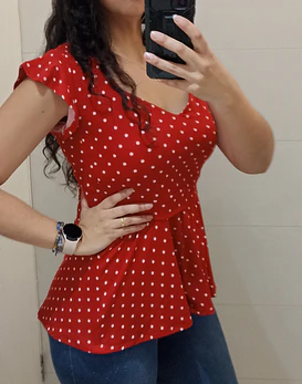 Polera Magnolia Peplum Manga Corta (PRODUCTO A PEDIDO)
