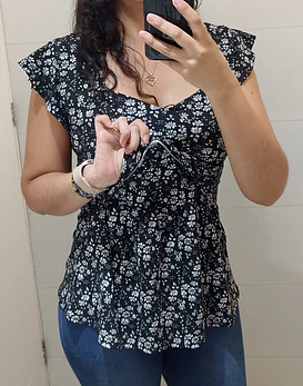 Polera Magnolia Manga Corta Maternal y de Lactancia (PRODUCTO A PEDIDO)