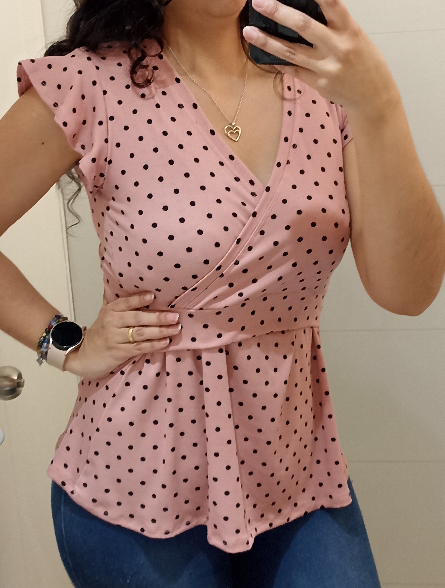 Polera Doble Barbara Café Maternal y Lactancia Manga Corta