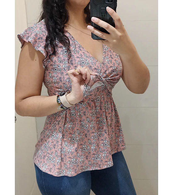 Polera Isabel escote cruzado manga Corta (PRODUCTO A PEDIDO)