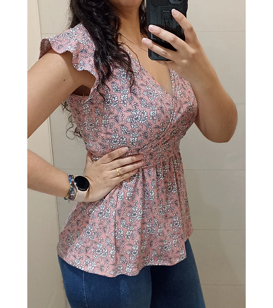 Polera Isabel escote cruzado manga Corta (PRODUCTO A PEDIDO)
