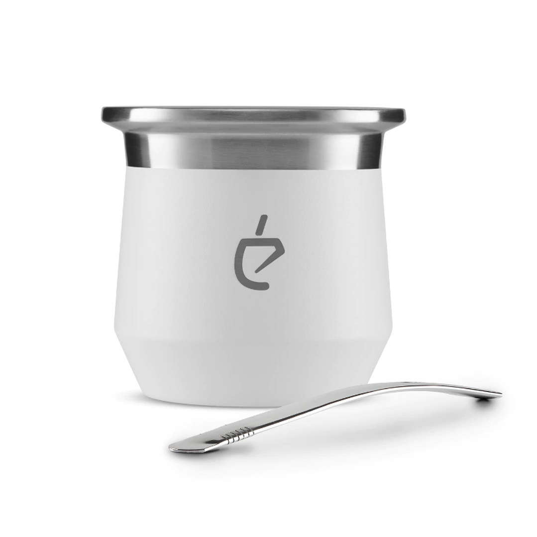 Un Mate Perla White + Bombilla Plana 1