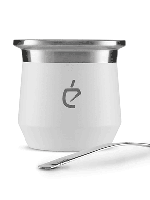 Un Mate Perla White + Bombilla Plana